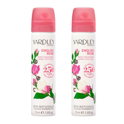 Yardley English Rose Deodorising Body Spray Women 75ml Pack of 2