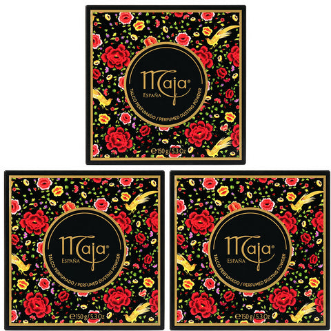 Maja Perfumed Talc Dusting Powder 150g 3 Pack Luxury Drum Bundle