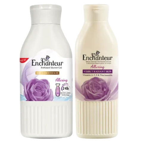 Enchanteur Alluring Body Lotion and Shower Gel Set Rose Iris Vanilla 200ml