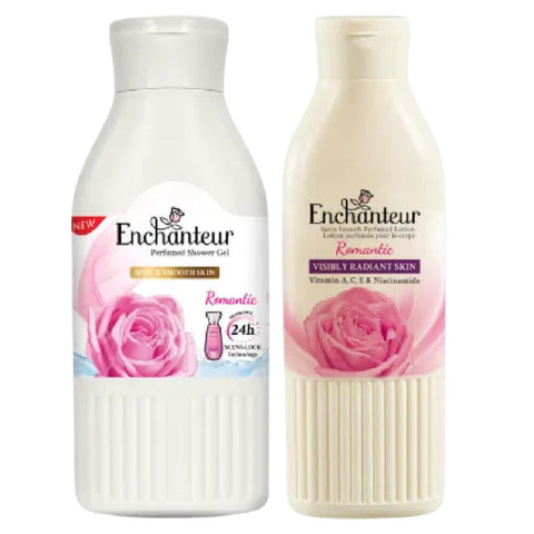 Enchanteur Romantic Body Lotion and Shower Gel Set with Roses and Jasmine 200ml