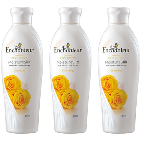 Enchanteur Charming Perfumed Body Lotion 200ml Pack of 3 Moisturising Set