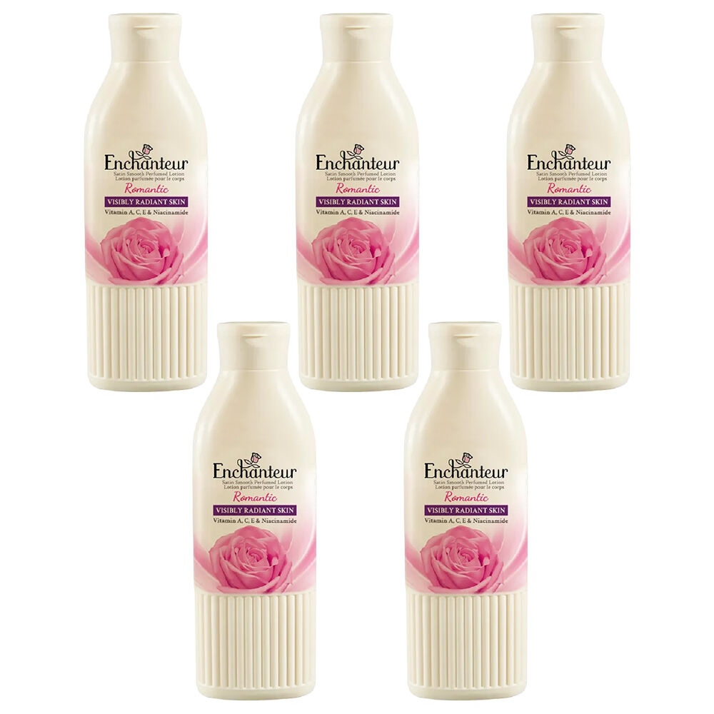 Enchanteur Romantic Body Lotion 200ml Moisturiser with Aloe and Olive x 5