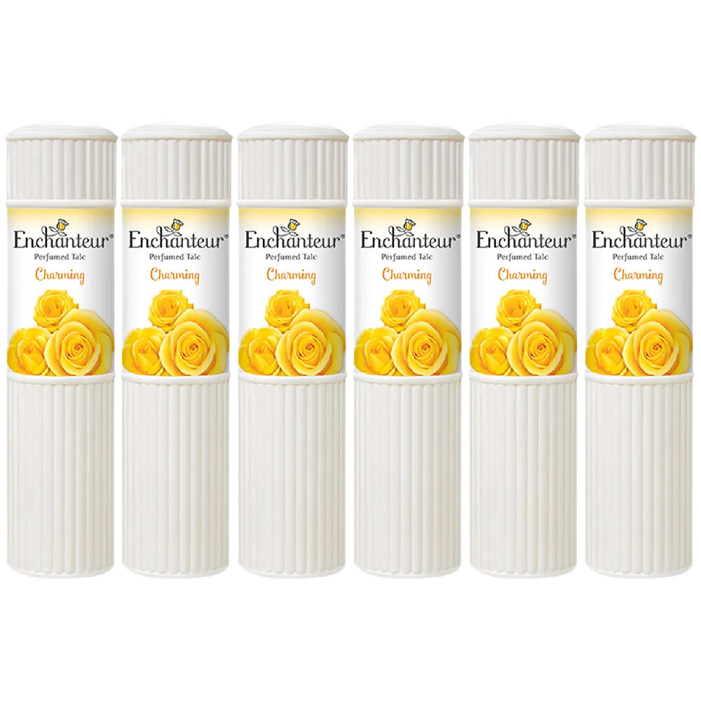 Enchanteur Charming Perfumed Talc 50g x6 Pack Silky Soft Floral Body Powder