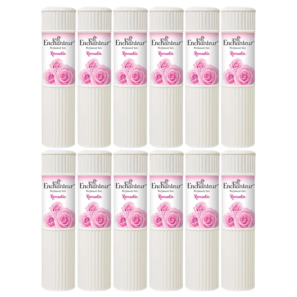 Enchanteur Romantic Perfumed Talc 50g x 12 Pack Soft Floral Body Powder