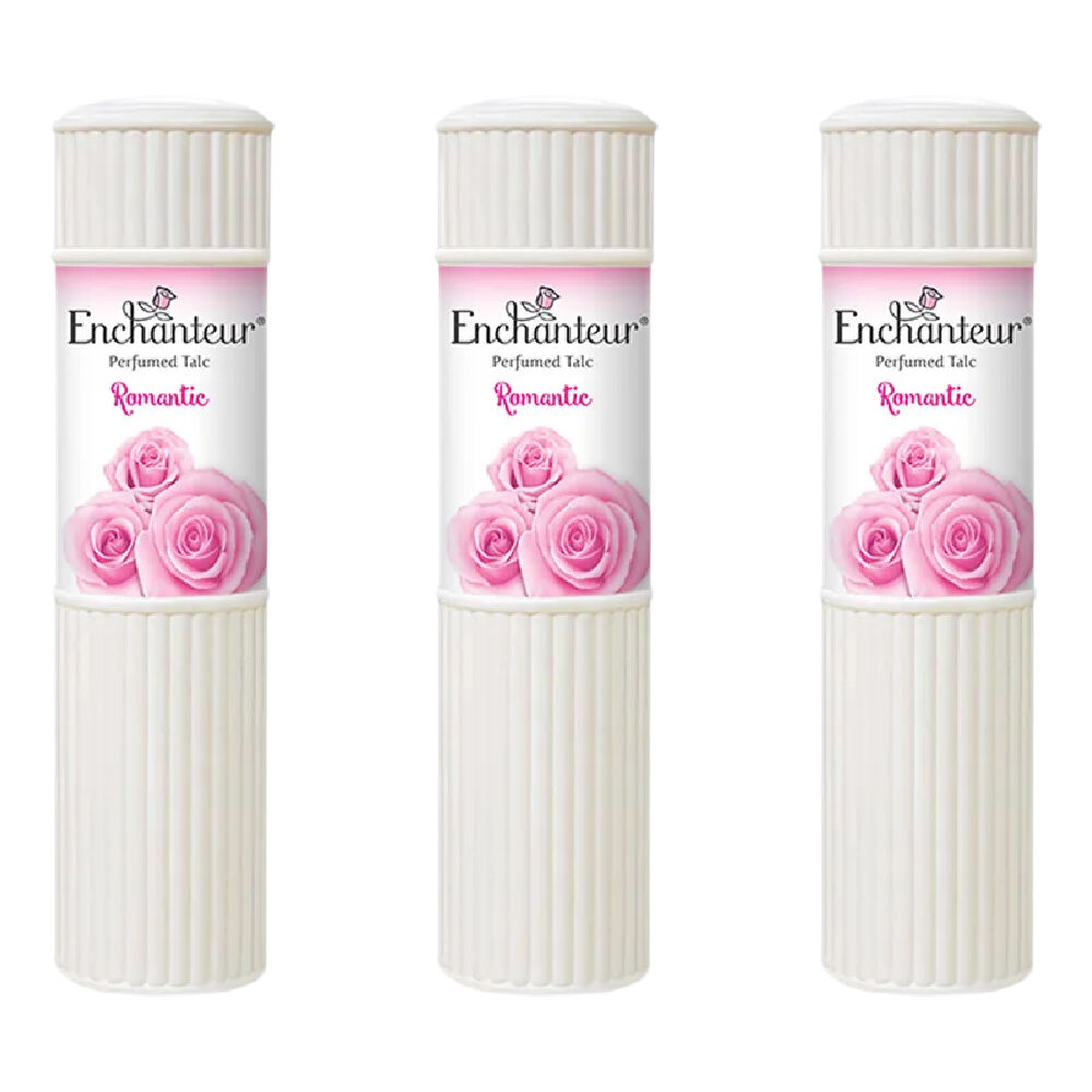 Enchanteur Romantic Perfumed Talc 50g x 3 Pack Silky Soft Floral Body Powder