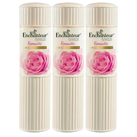 Enchanteur Romantic Perfumed Talc 50g x 3 Pack Silky Soft Floral Body Powder