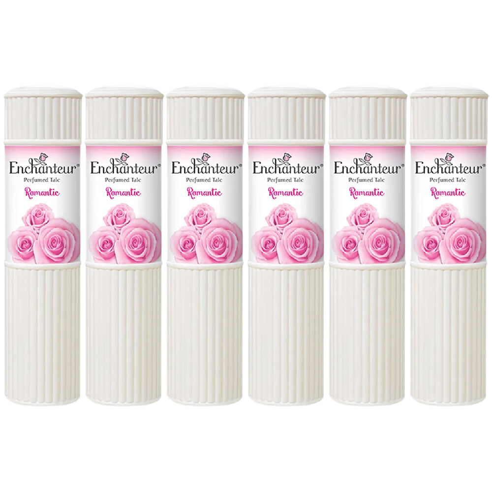 Enchanteur Romantic Perfumed Talc 50g x 6 Pack Silky Soft Floral Body Powder
