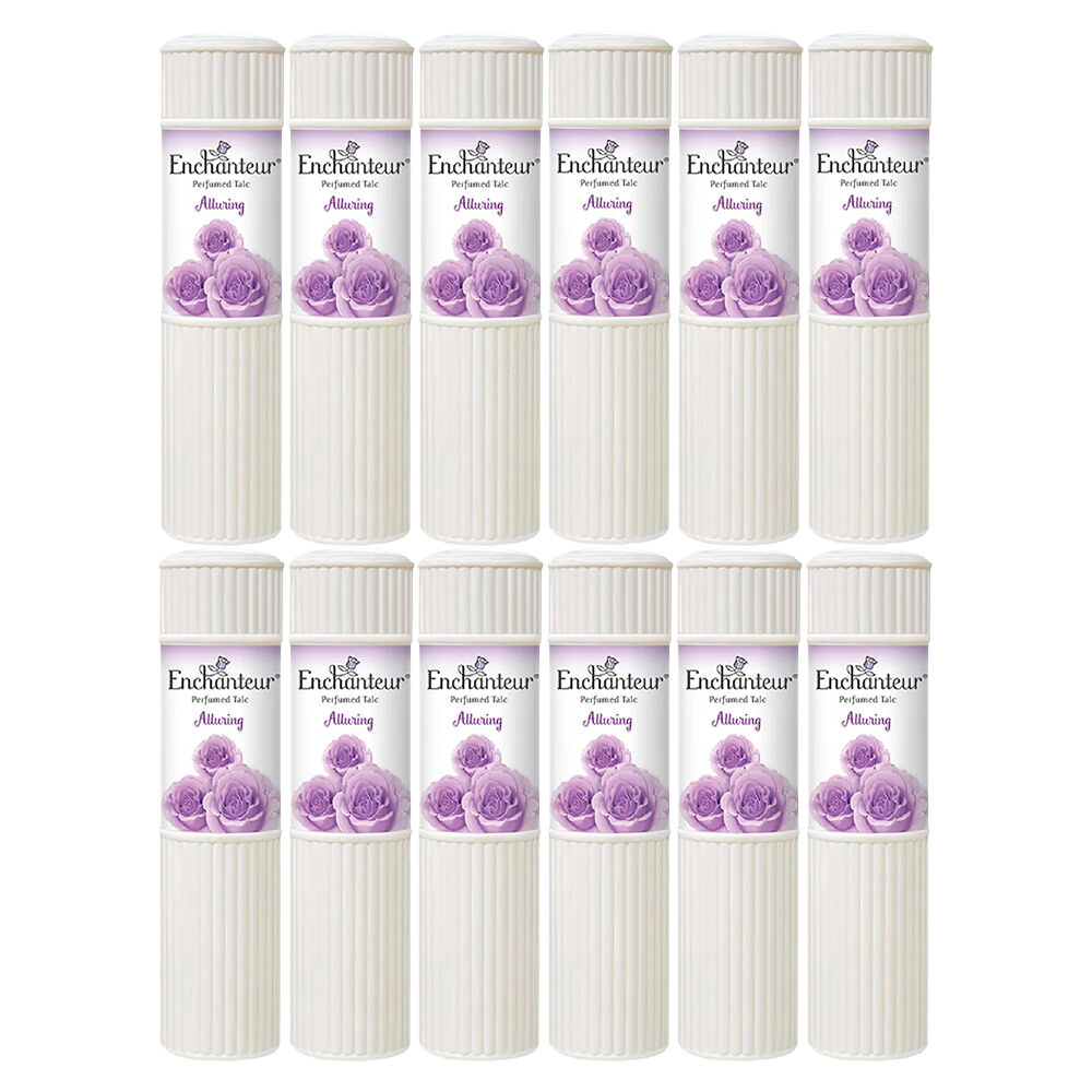 Enchanteur Alluring Perfumed Talc 50g x 12 Pack Silky Soft Rose Iris Vanilla