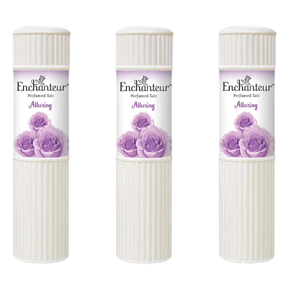 Enchanteur Alluring Perfumed Talc 50g x 3 Pack Rose Iris Vanilla Soft Powder