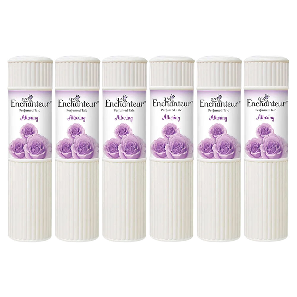 Enchanteur Alluring Perfumed Talc 50g x 6 Pack Rose Iris Vanilla Silky Powder