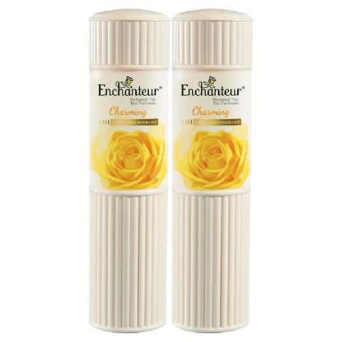 Enchanteur Charming Talc 100g x 2 Rose Muguet Cedarwood Silky Body Powder