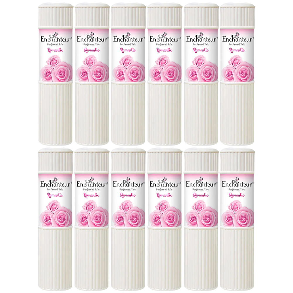 Enchanteur Romantic Perfumed Talc 100g x 12 Pack Soft Floral Body Powder