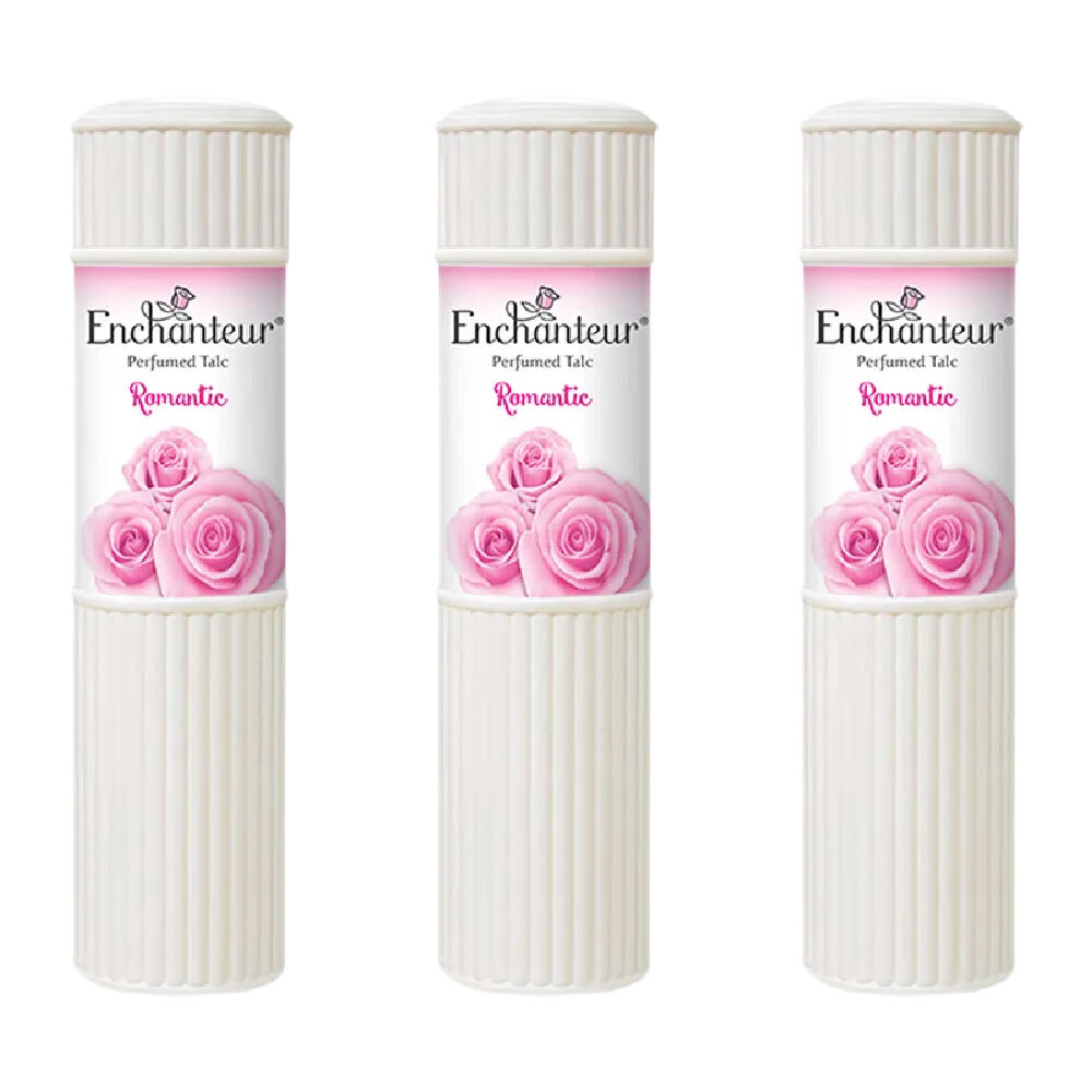 Enchanteur Romantic Perfumed Talc 100g x 3 Pack Soft Floral Body Powder