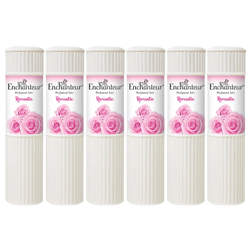 Enchanteur Romantic Perfumed Talc 100g x 6 Pack Soft Floral Body Powder