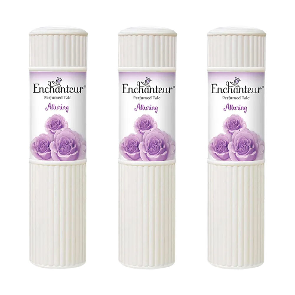 Enchanteur Alluring Perfumed Talc 100g x 3 Pack Silky Floral Body Powder