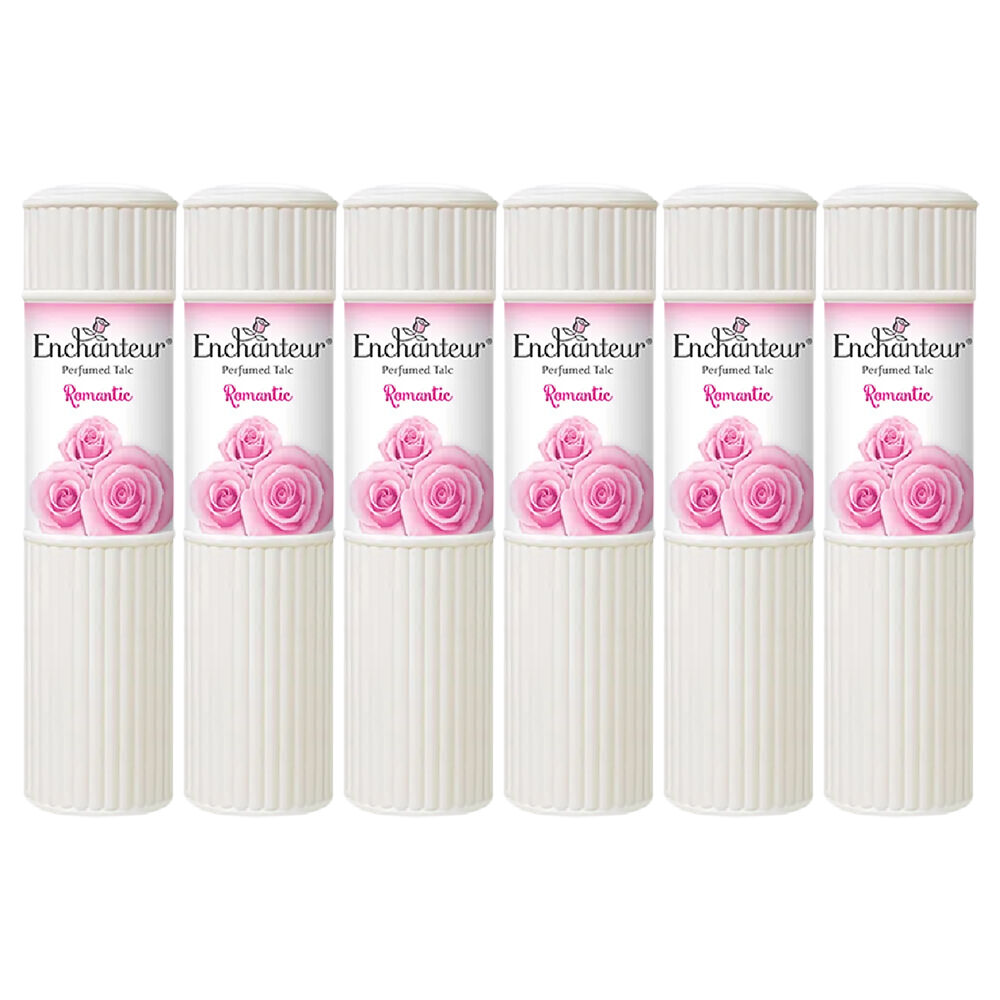 Enchanteur Romantic Talc 200g x6 Pack Perfumed Body Powder with Rose Jasmine