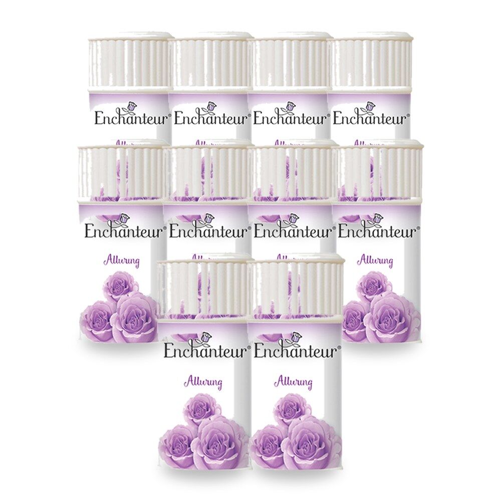 Enchanteur Alluring Talc 200g Perfumed Body Powder with Rose Iris Vanilla Pack of 10