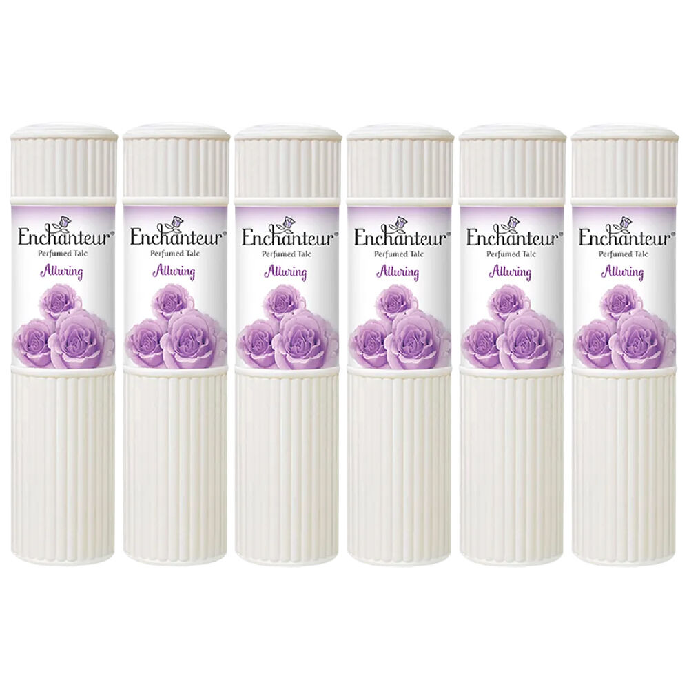 Enchanteur Alluring Perfumed Talc 200g x 6 Pack Body Powder Rose Iris Vanilla