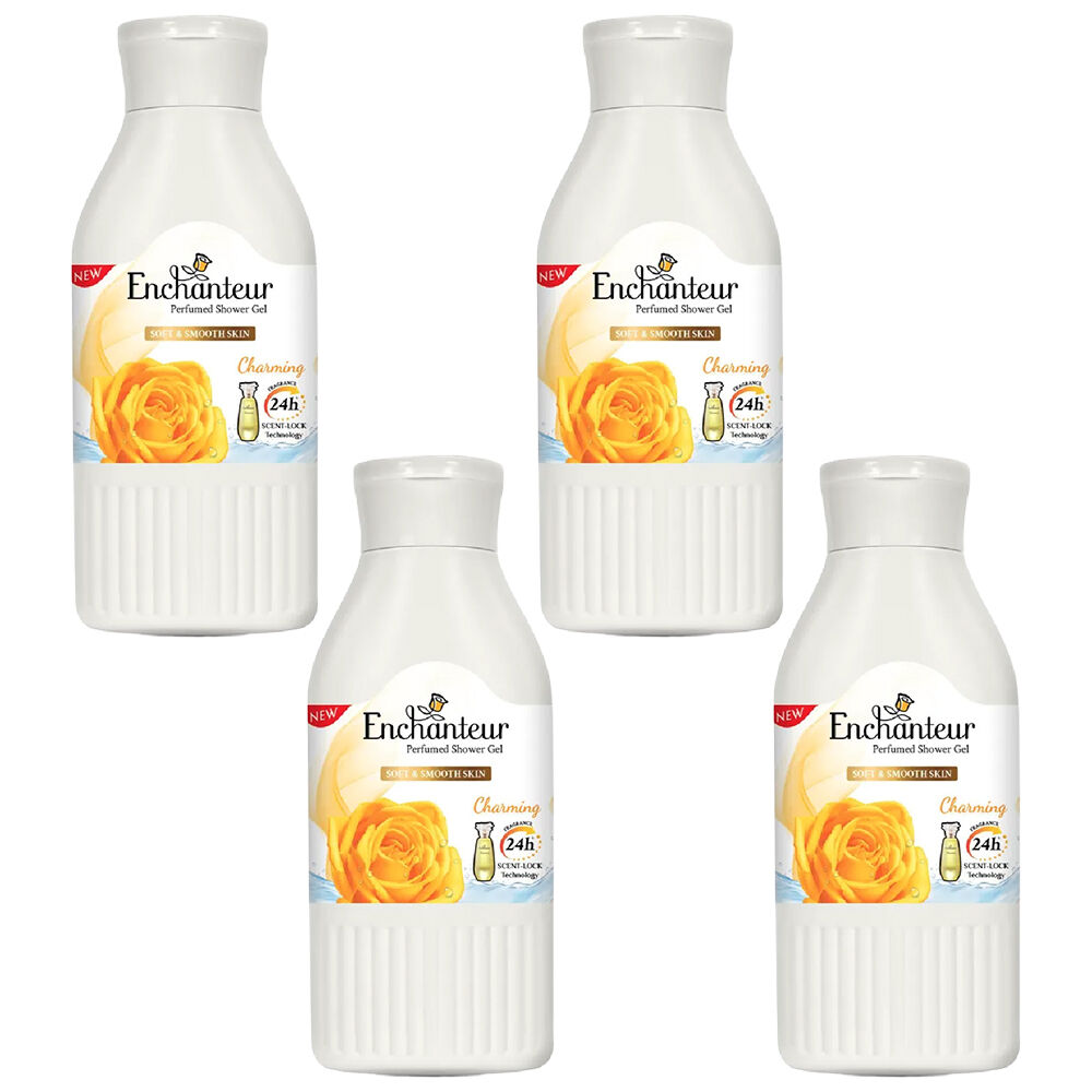 Enchanteur Charming Shower Gel 200ml x 4 Rose Muguet Citrus Body Cleanser