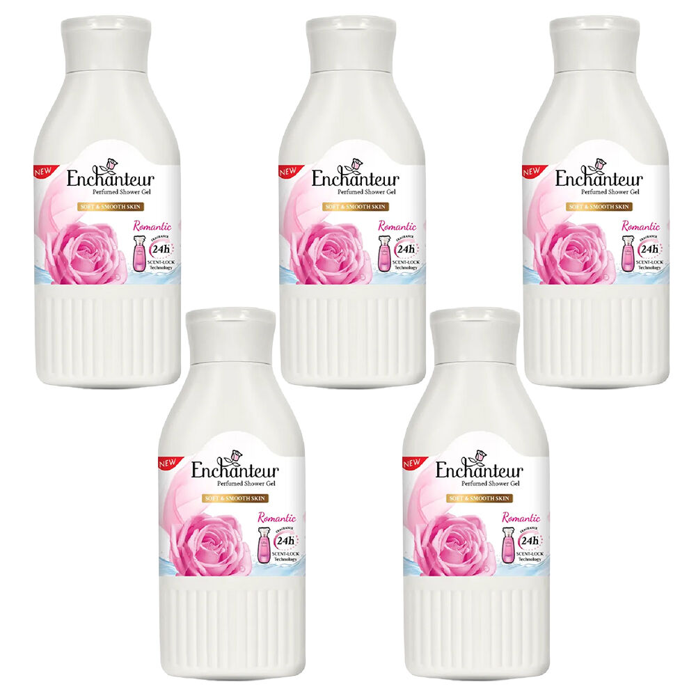 Enchanteur Romantic Shower Gel 200ml x 5 with Rose Jasmine Silk Protein