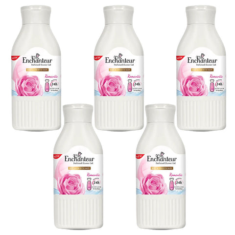Enchanteur Romantic Shower Gel 200ml x 5 with Rose Jasmine Silk Protein