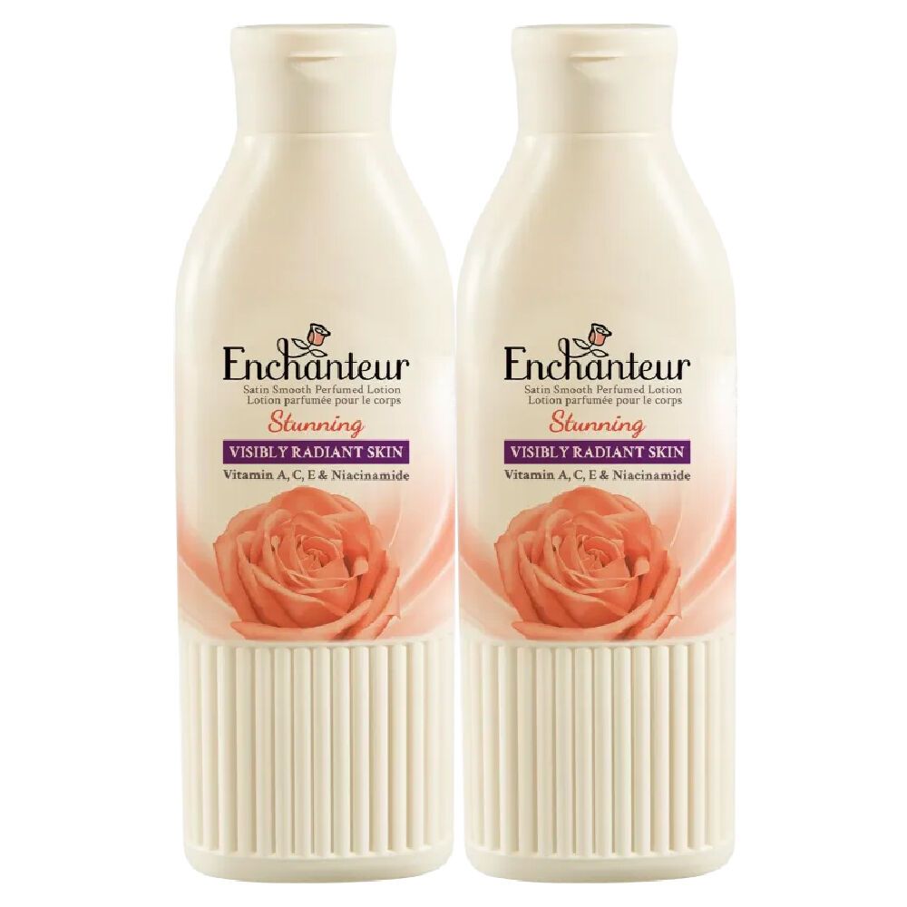 Enchanteur Stunning Body Lotion 200ml x 2 Moisturising Satin Smooth Skin