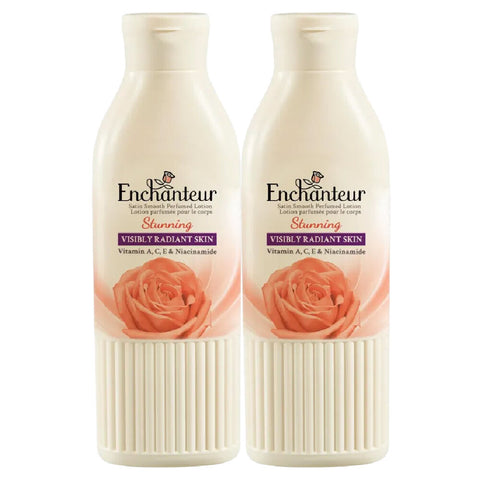Enchanteur Stunning Body Lotion 200ml x 2 Moisturising Satin Smooth Skin