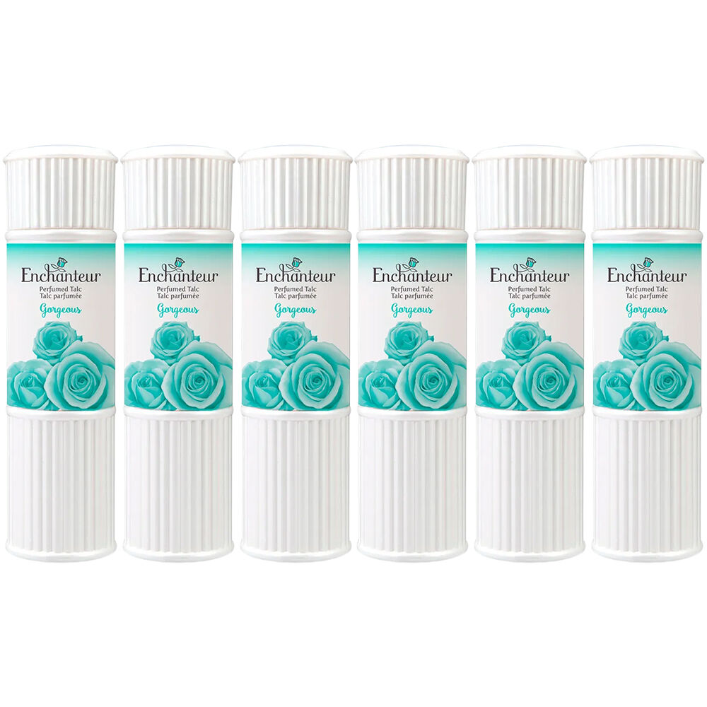 Enchanteur Gorgeous Perfumed Talc 50g x 6 Pack Silky Smooth Floral Powder