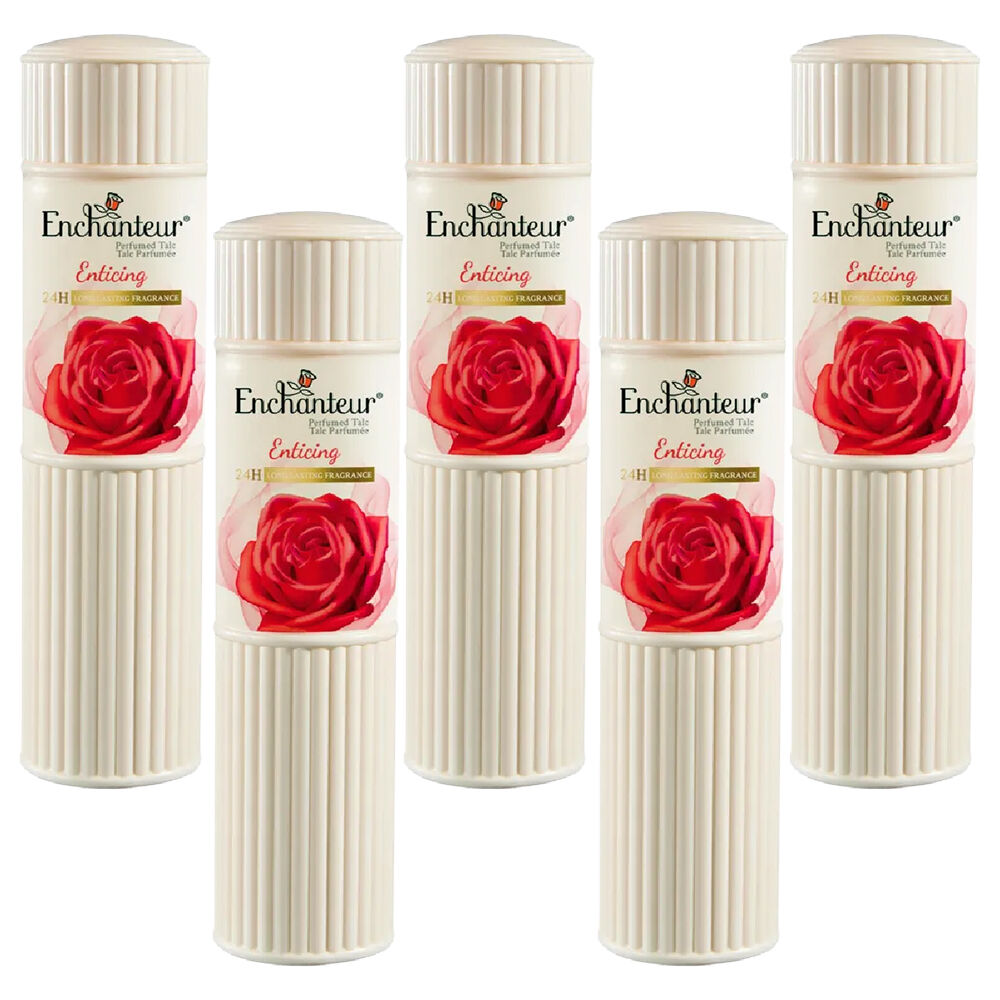 Enchanteur Enticing Perfumed Talc 100g x 5 Silky Floral Body Powder for Women