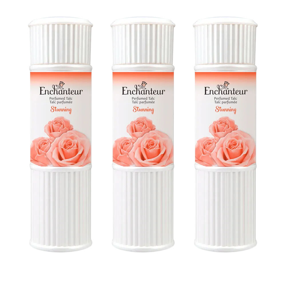 Enchanteur Stunning Perfumed Talc 100g x 3 Pack Silky Floral Body Powder