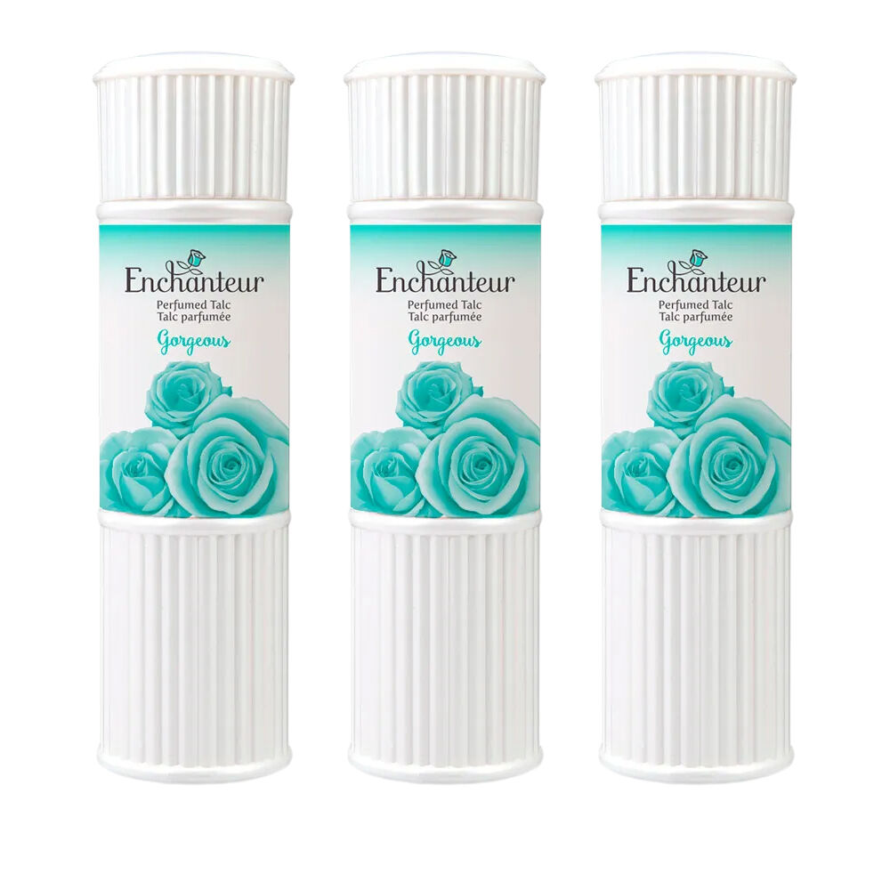 Enchanteur Gorgeous Perfumed Talc 100g x 3 Pack Silky Floral Body Powder
