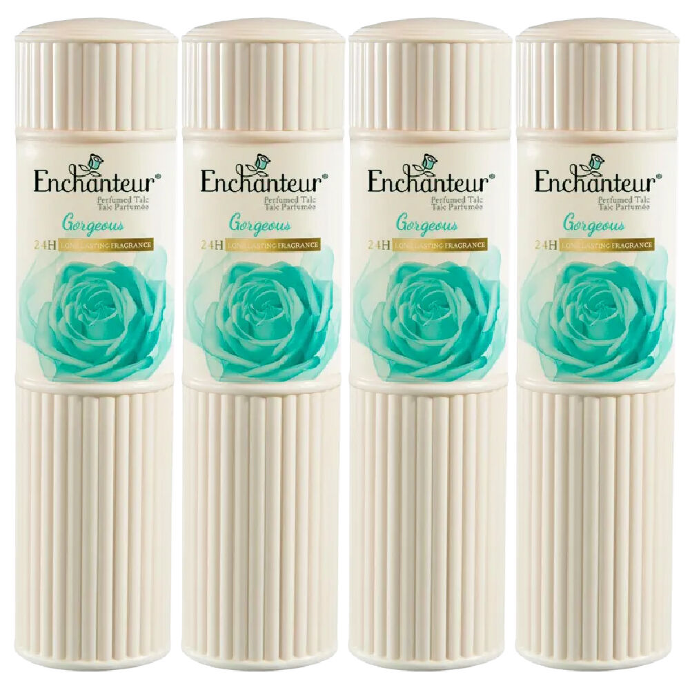 Enchanteur Gorgeous Talc 100g x 4 Silky Smooth Floral Body Powder Women