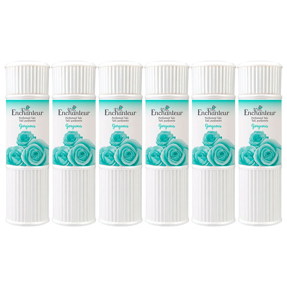 Enchanteur Gorgeous Perfumed Talc 100g x 6 Pack Silky Floral Body Powder