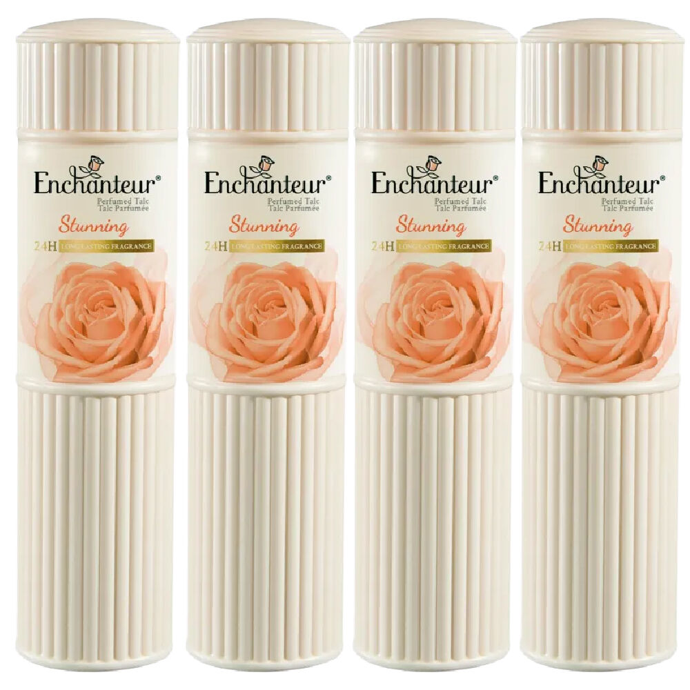 Enchanteur Stunning Talc 200g x 4 Floral Body Powder for Soft Silky Skin