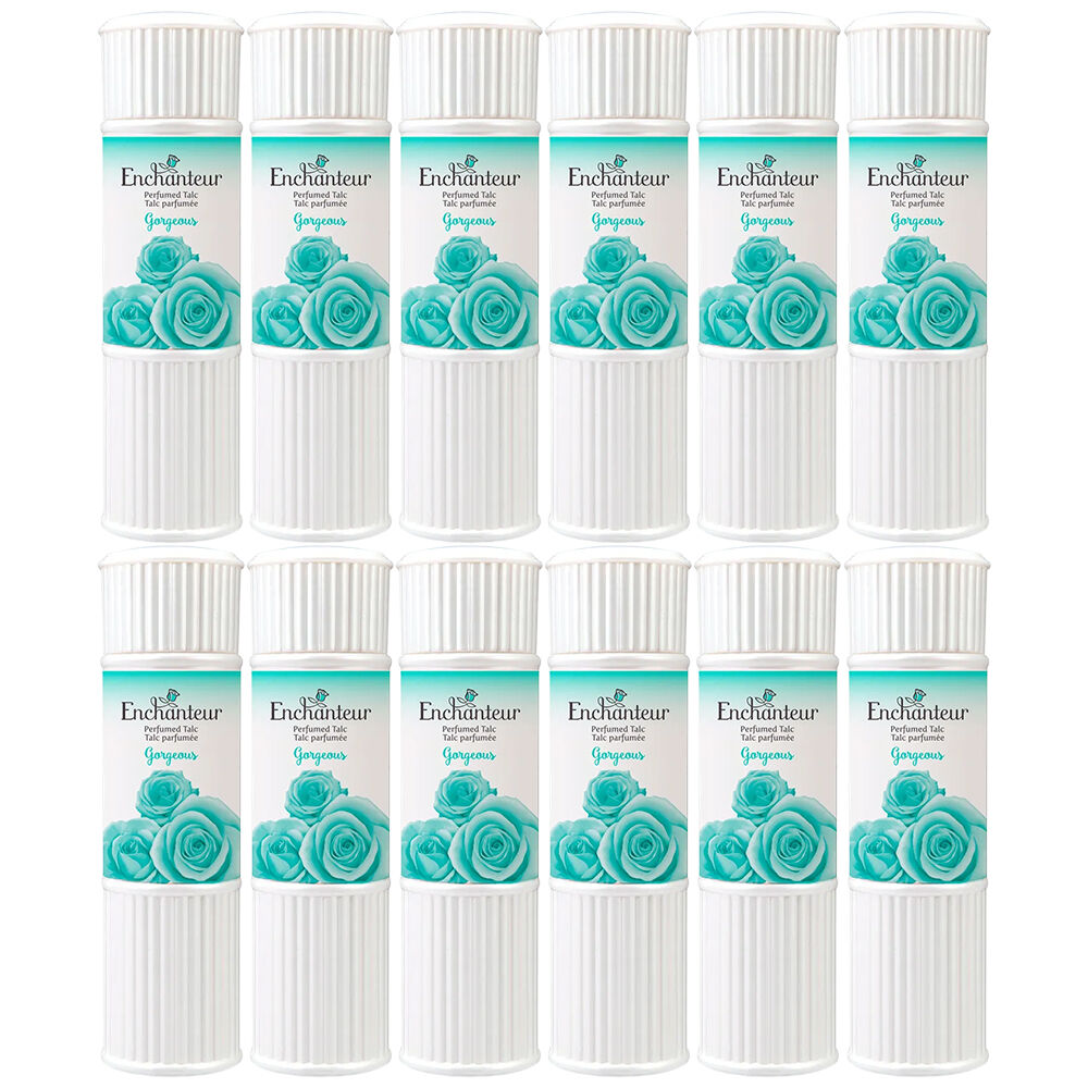 Enchanteur Gorgeous Perfumed Talc 200g x 12 Pack Silky Smooth Floral Powder