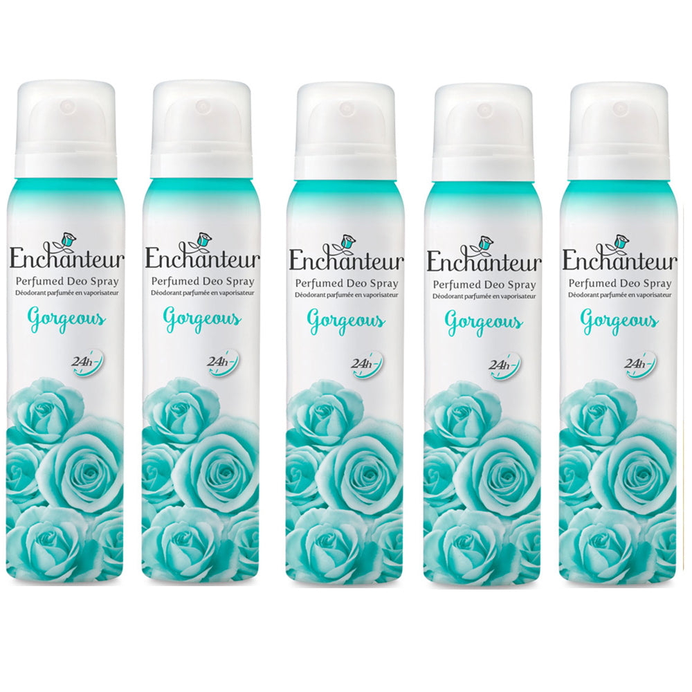 Enchanteur Gorgeous Body Spray Perfumed Deo Mist 150ml x 5 Value Pack