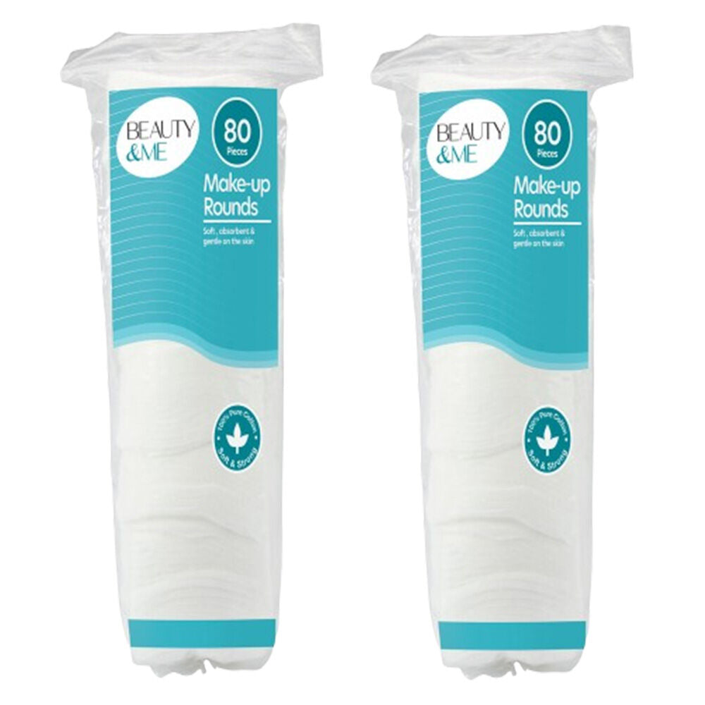 Beauty & Me Soft Strong Absorbent 100% Pure Cotton MakeUp Rounds 2x 80 Pieces