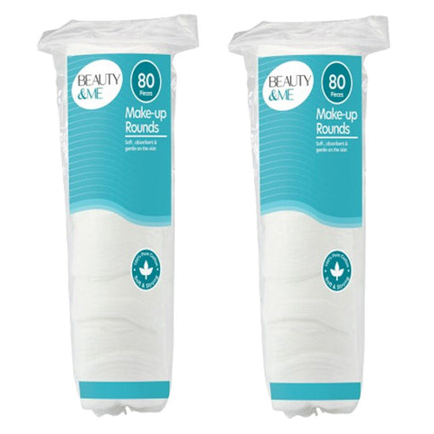 Beauty & Me Pure Cotton Makeup Rounds 160 Pack Soft Strong Absorbent Pads