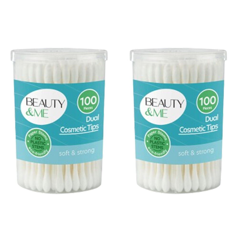 Beauty & Me Eco Friendly Soft Strong Paper Stem Dual Cosmetic Tips 2x 100 Piece