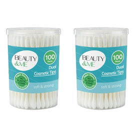 Beauty & Me Eco Friendly Paper Stem Dual Cosmetic Tips 200 Pack Cotton Swabs