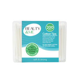 Beauty & Me Paper Stem Cotton Tips 200 Pack Eco Friendly Soft and Strong