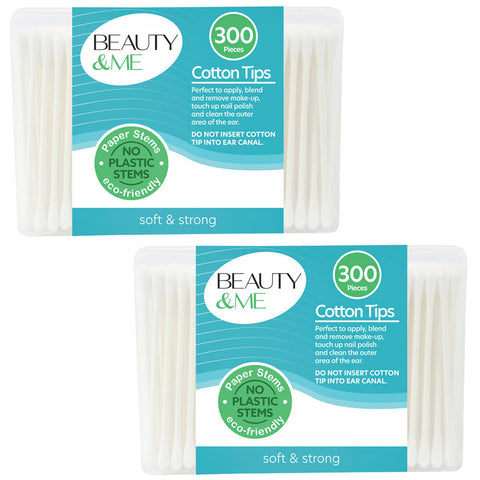 Beauty & Me Cotton Tips 600 Pack Paper Stem Eco Friendly Soft Strong