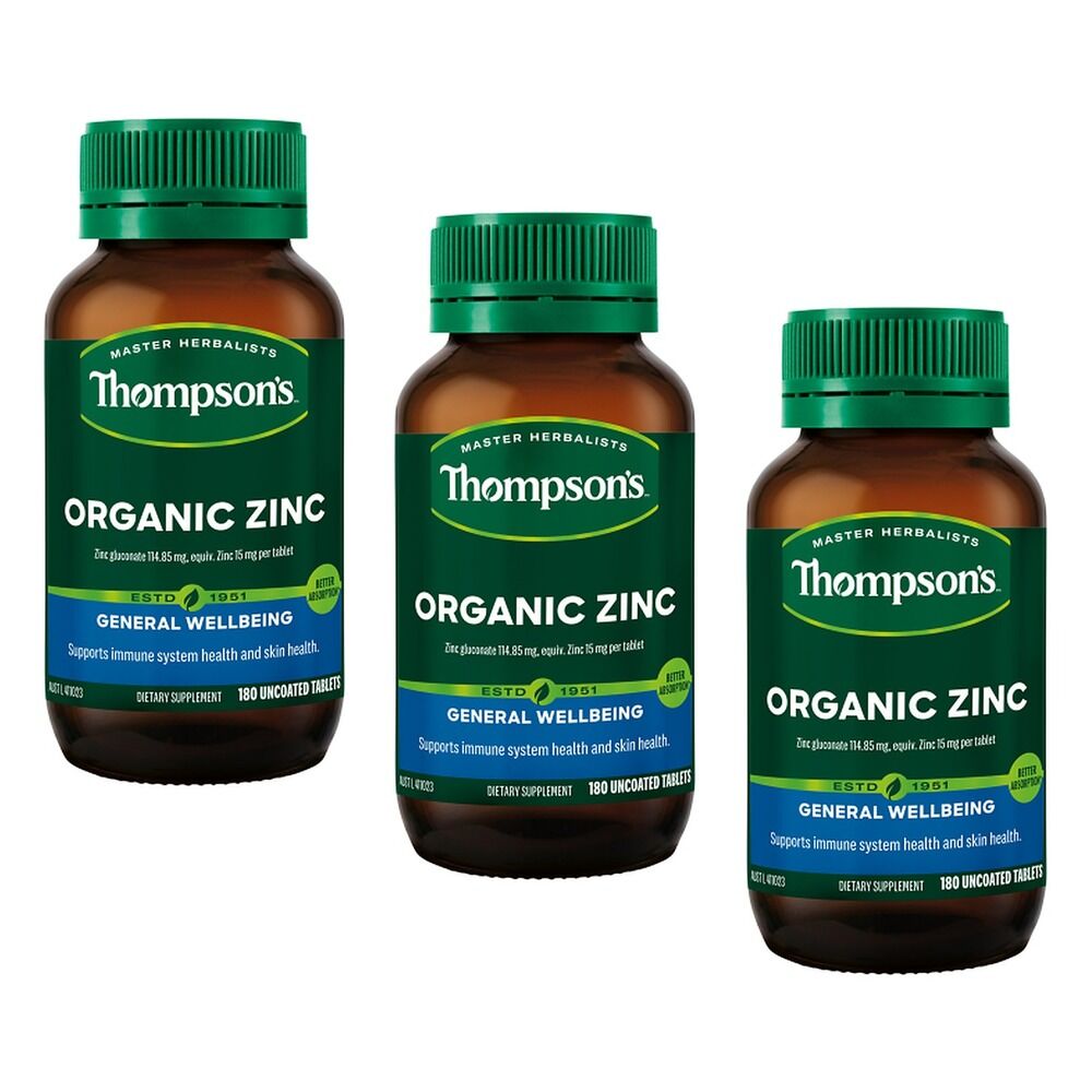 Thompson's Organic Zinc 180 Tablets Pack of 3