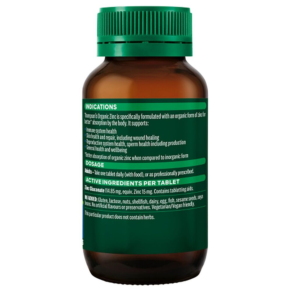 Thompson's Organic Zinc 180 Tablets