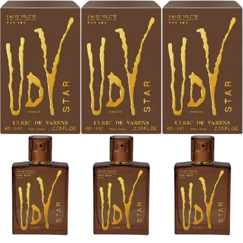 Ulric De Varens UDV Star EDT for Men 60ml 3 Packs Citrus Aromatic Cologne