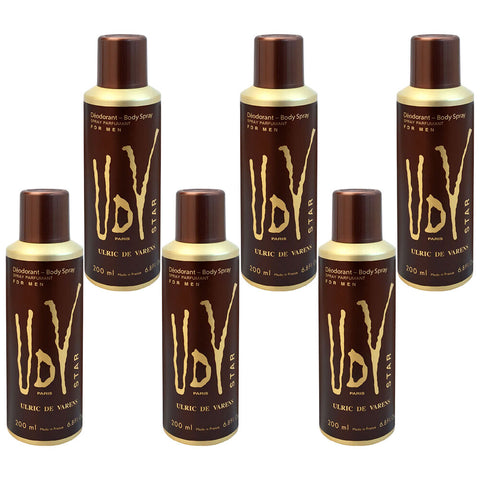 Ulric De Varens UDV Star Deodorant Spray for Men 200ml 6 Packs Set
