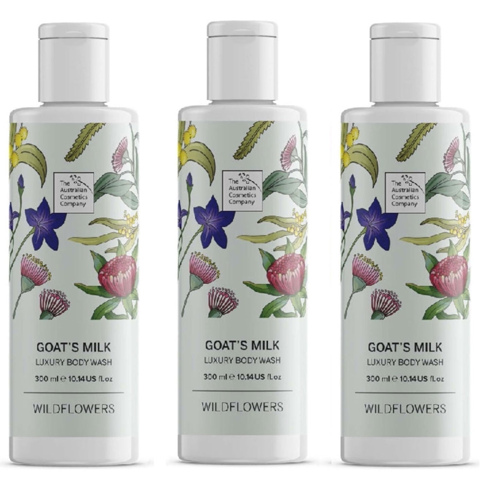The Australian Cosmetics Company Body Wash Wild Flower 300ml x 3 Value Pack