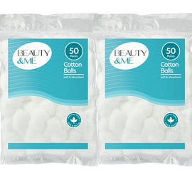 Beauty & Me Cotton Balls 2x50 Pack Pure Soft Absorbent Hypoallergenic Use