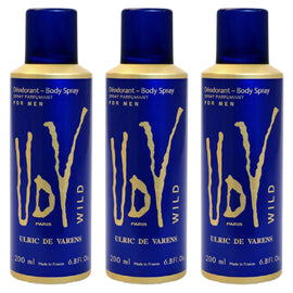 Ulric De Varens UDV Wild Body Spray for Men 200ml 3 Packs Deodorant Set