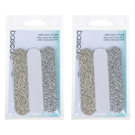 Basicare Mini Nail Files Pack of 3 Compact Travel Size Nail Care Kit x 2